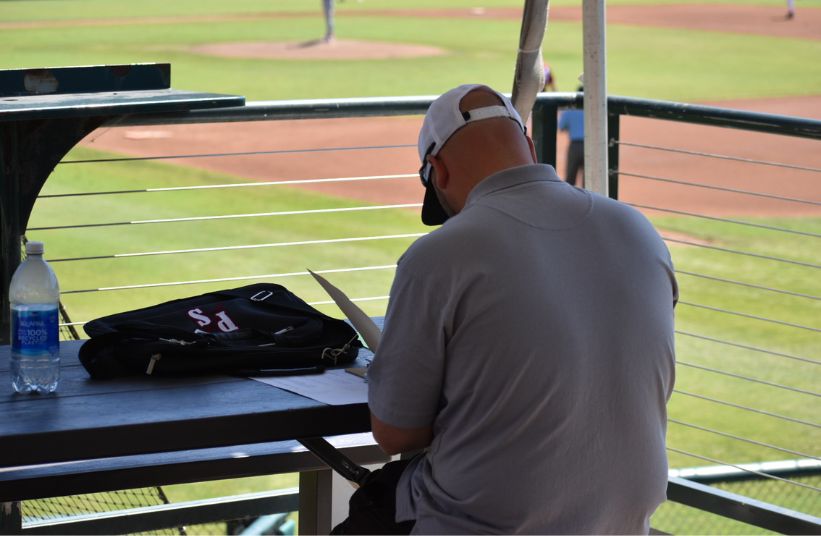 College coach evaluation at Stanford All Star Baseball Camp