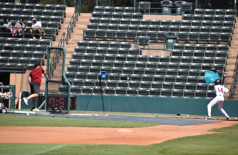 Hitting practice at Stanford Baseball Camp