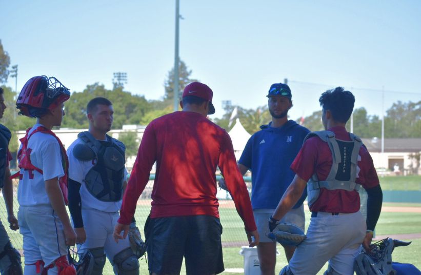 Campers and college coaches at Stanford All Star Baseball Camp